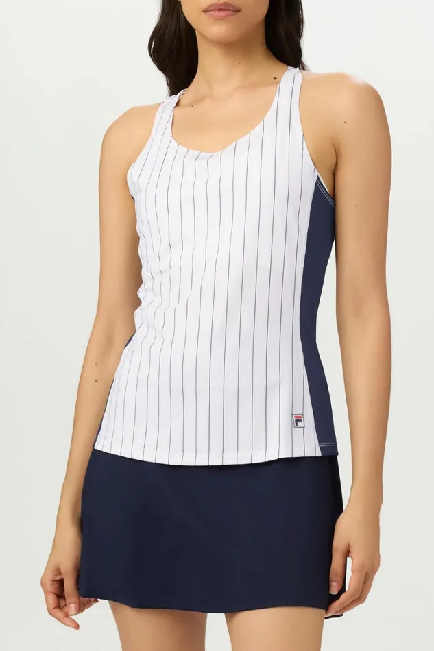 Women Tennis Fila Performance Iconic Racerback Tank 147 Whitefila Navy
