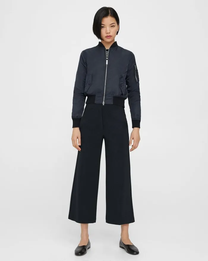 Women Theory Blazers Jackets Classic Bomber Jacket In Recycled Nylon Nocturne Navy