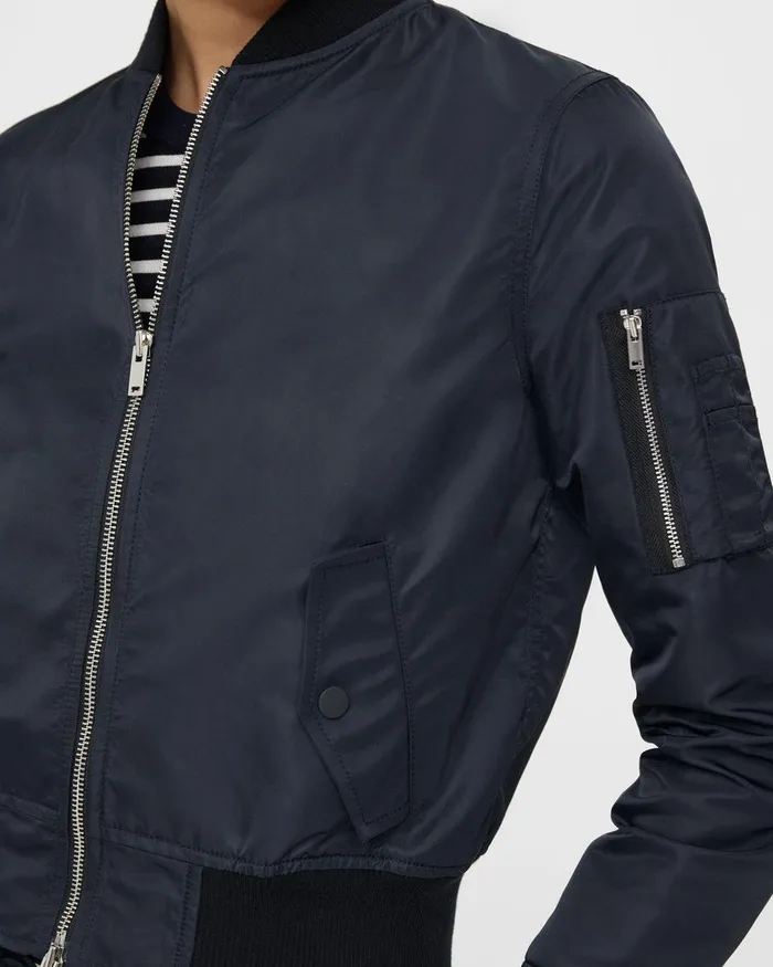 Women Theory Blazers Jackets Classic Bomber Jacket In Recycled Nylon Nocturne Navy