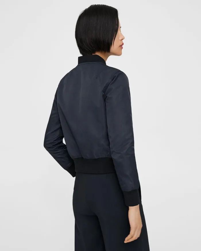 Women Theory Blazers Jackets Classic Bomber Jacket In Recycled Nylon Nocturne Navy