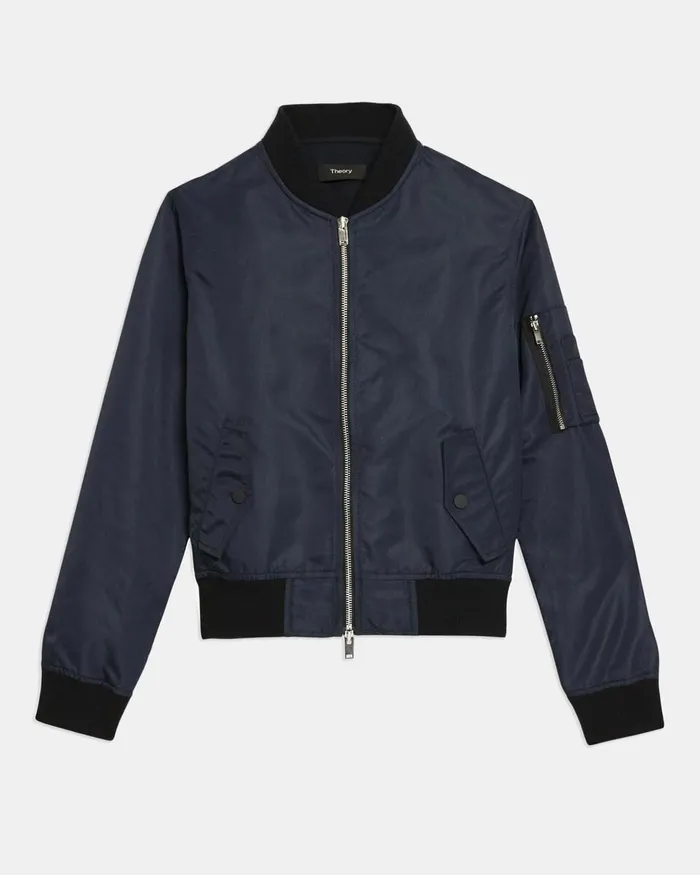 Women Theory Blazers Jackets Classic Bomber Jacket In Recycled Nylon Nocturne Navy