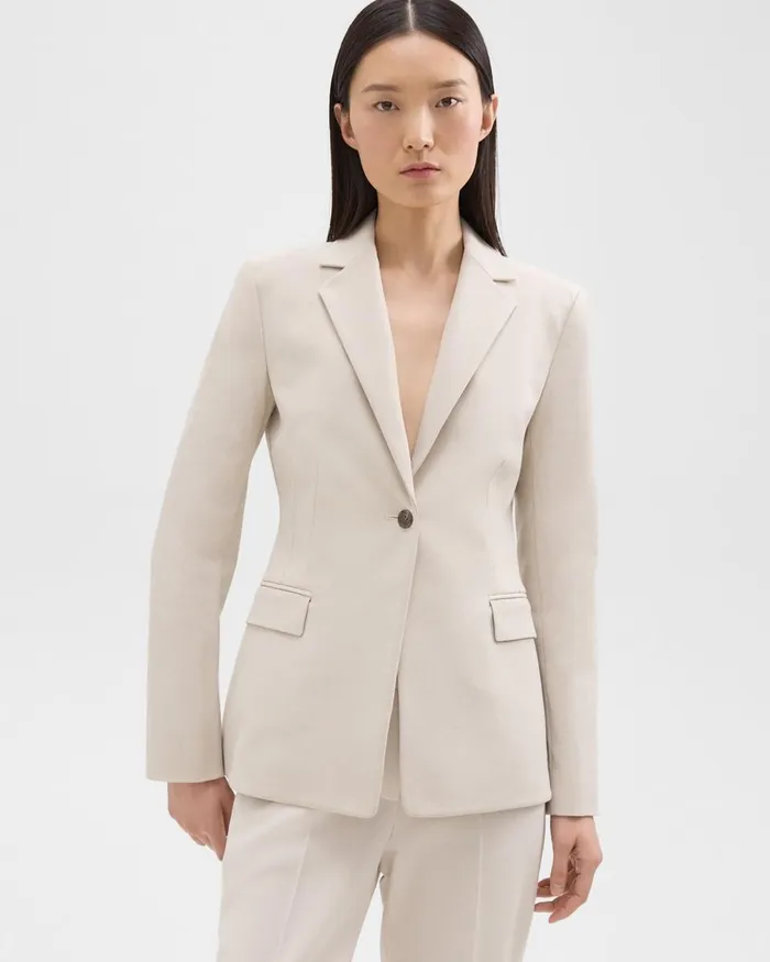 Women Theory Blazers Jackets Sculpted Blazer In Stretch CottonBlend New Sand