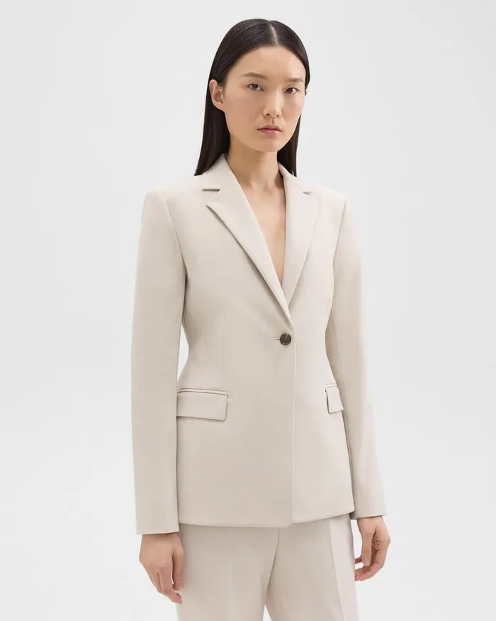 Women Theory Blazers Jackets Sculpted Blazer In Stretch CottonBlend New Sand