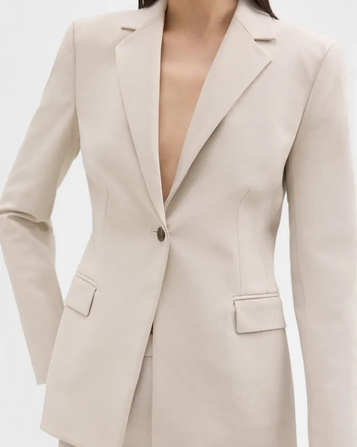 Women Theory Blazers Jackets Sculpted Blazer In Stretch CottonBlend New Sand