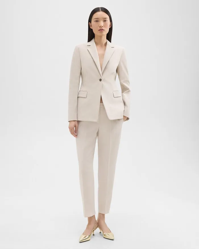 Women Theory Blazers Jackets Sculpted Blazer In Stretch CottonBlend New Sand