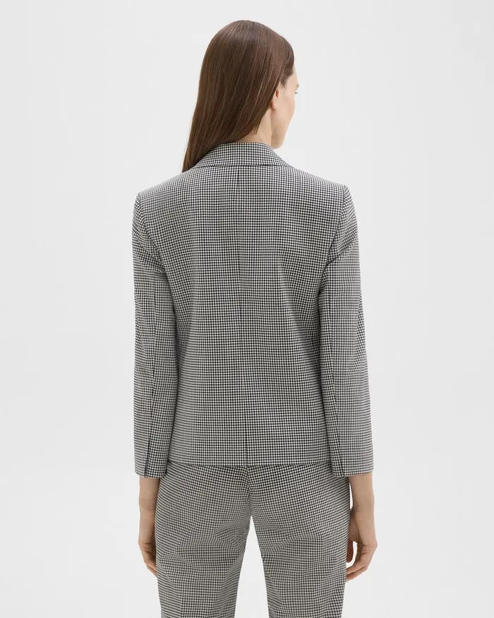 Women Theory Blazers Jackets Slim Blazer In Checked Stretch Wool Black Multi