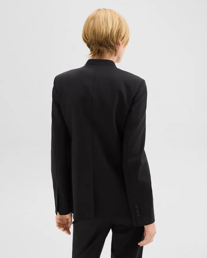 Women Theory Blazers Jackets StandCollar Blazer In Wool Gabardine Black