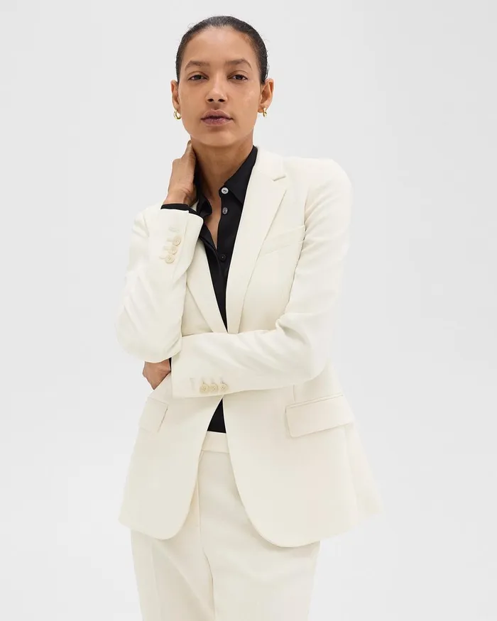 Women Theory Blazers Jackets Staple Blazer In Admiral Crepe Rice