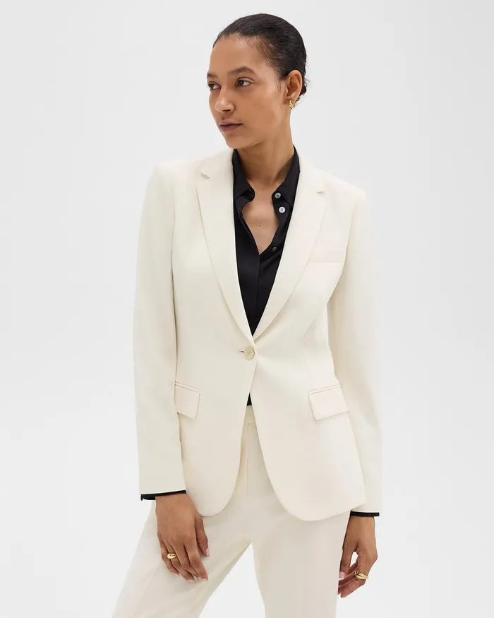 Women Theory Blazers Jackets Staple Blazer In Admiral Crepe Rice