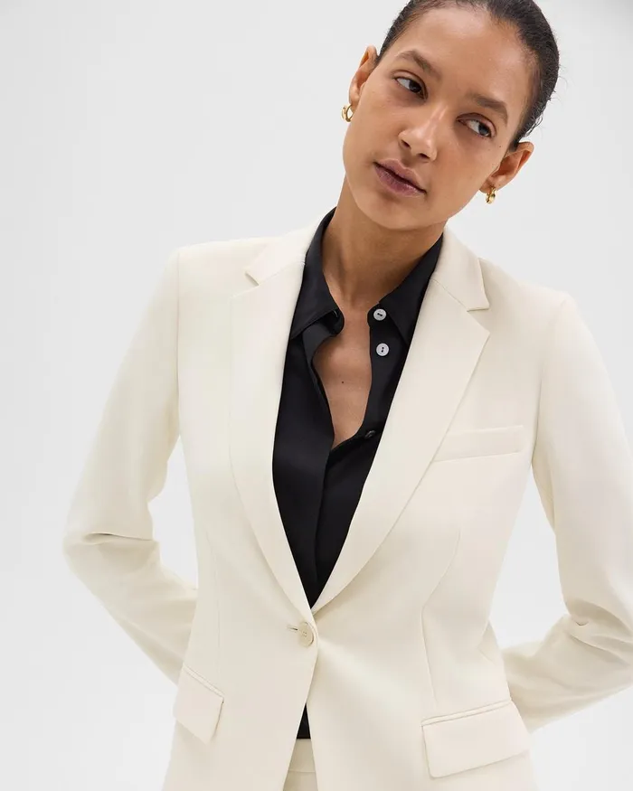 Women Theory Blazers Jackets Staple Blazer In Admiral Crepe Rice