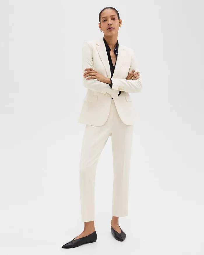 Women Theory Blazers Jackets Staple Blazer In Admiral Crepe Rice