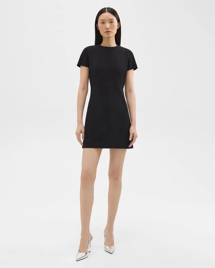 Women Theory Dresses Dolman Sleeve Mini Dress In Admiral Crepe Black