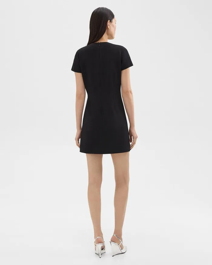 Women Theory Dresses Dolman Sleeve Mini Dress In Admiral Crepe Black