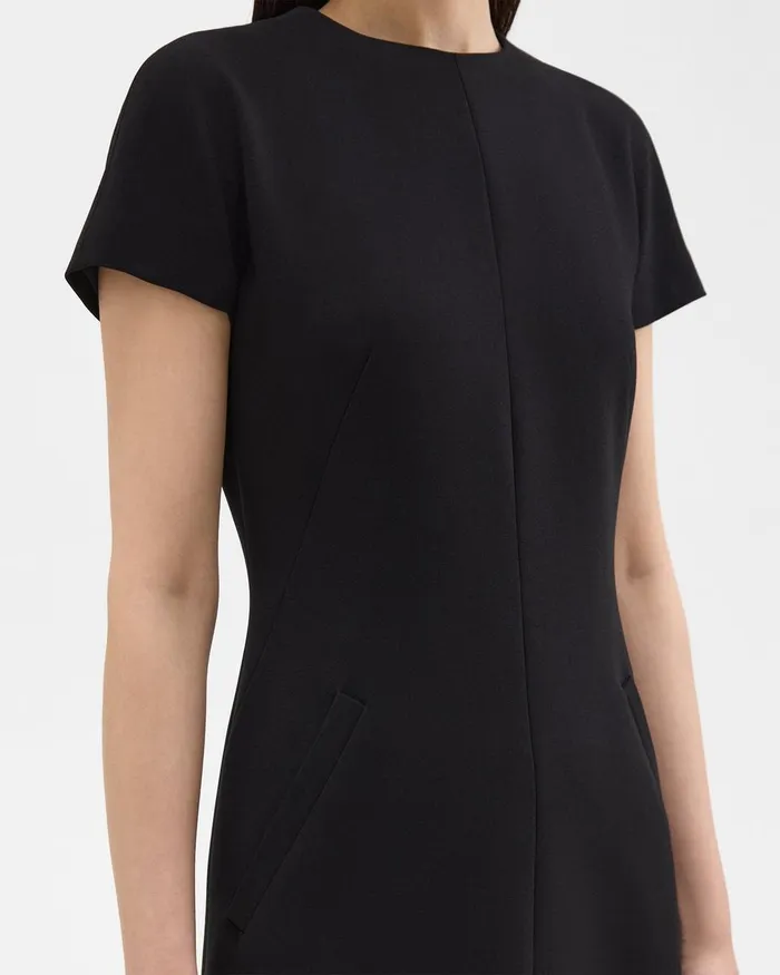 Women Theory Dresses Dolman Sleeve Mini Dress In Admiral Crepe Black
