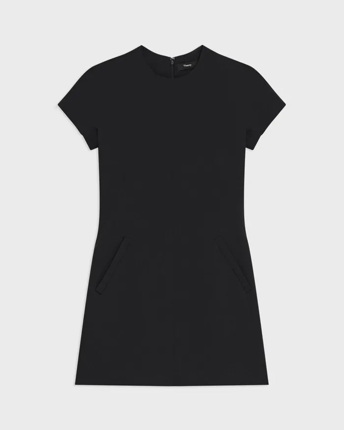 Women Theory Dresses Dolman Sleeve Mini Dress In Admiral Crepe Black