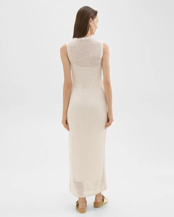 Women Theory Dresses Mesh Maxi Dress In LinenViscose Bone