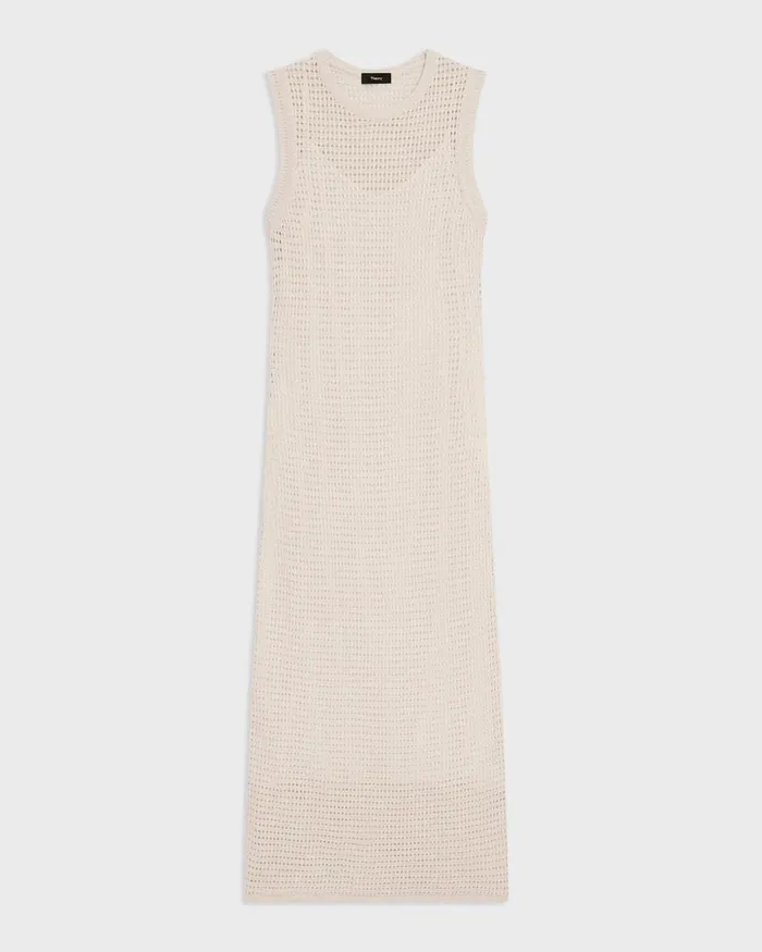 Women Theory Dresses Mesh Maxi Dress In LinenViscose Bone