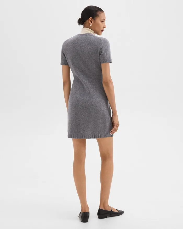 Women Theory Dresses Mini Sweater Dress In Felted WoolCashmere Ash Melange