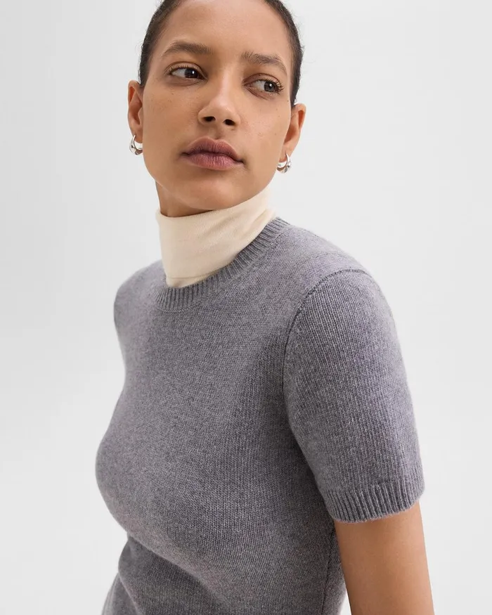 Women Theory Dresses Mini Sweater Dress In Felted WoolCashmere Ash Melange