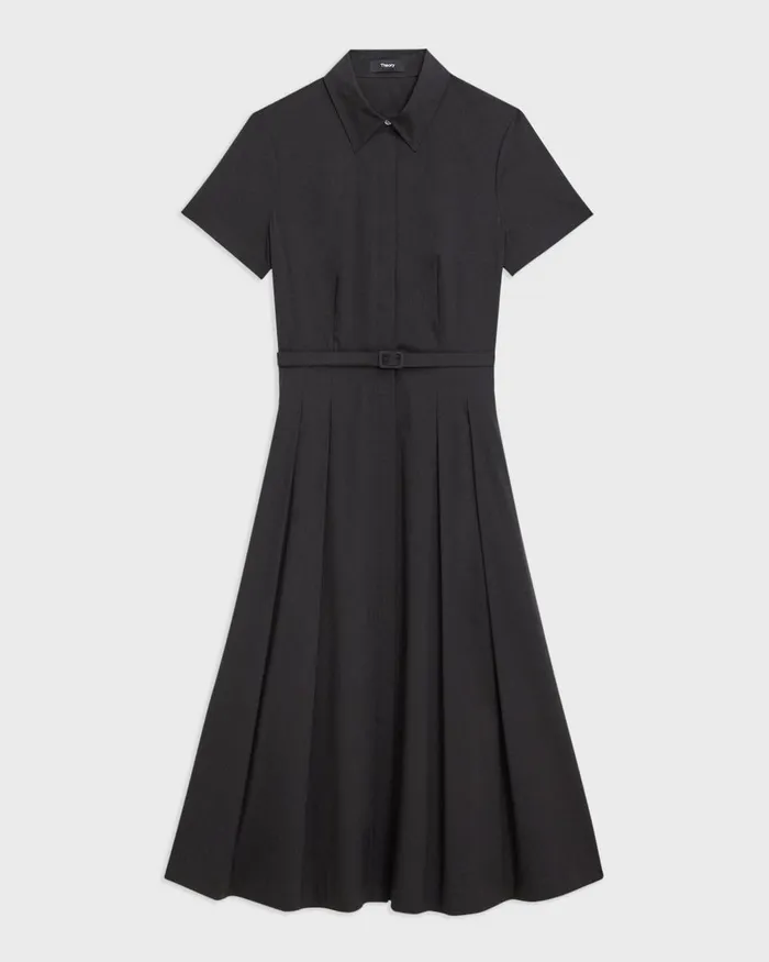 Women Theory Dresses ShortSleeve Shirt Dress In Good Cotton Black