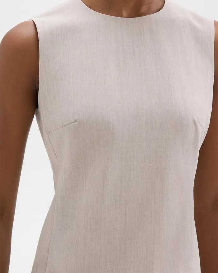Women Theory Dresses Sleeveless Fitted Dress In Good Wool Sand Melange