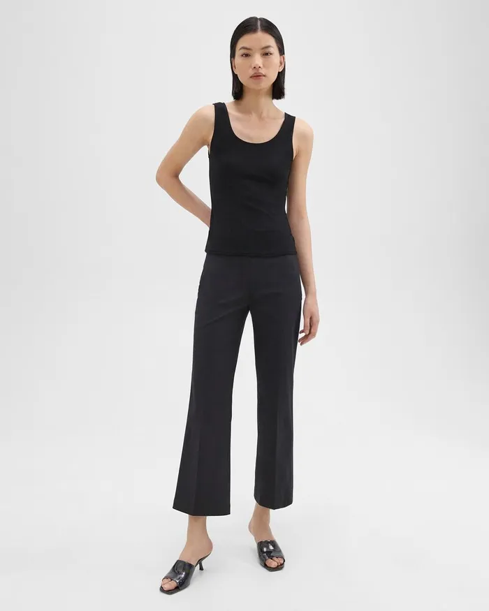 Women Theory Pants Cropped Kick Pant In Stretch CottonBlend Black