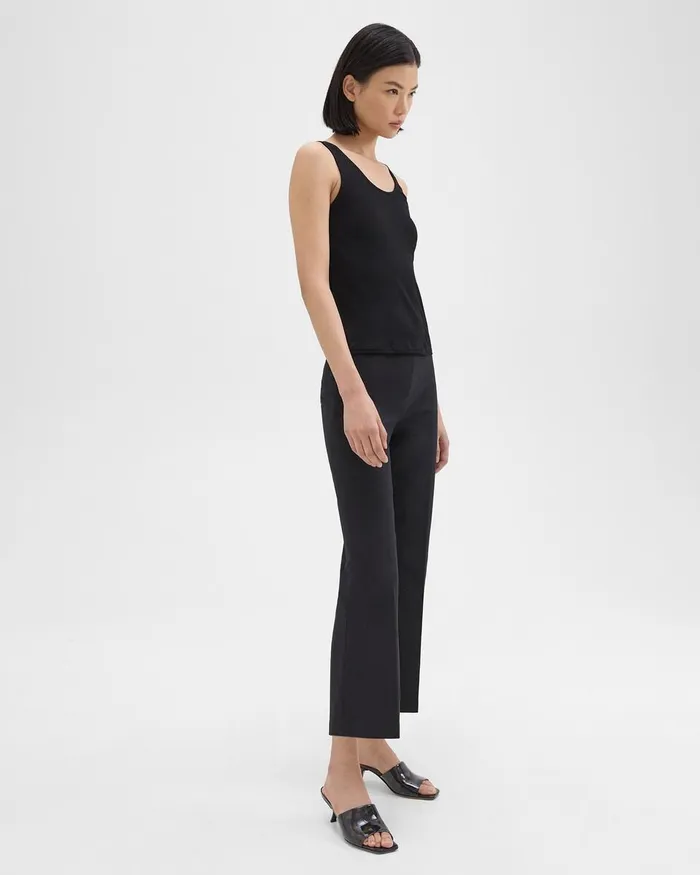 Women Theory Pants Cropped Kick Pant In Stretch CottonBlend Black