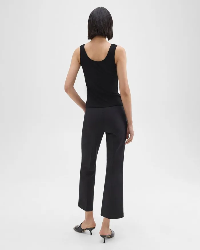 Women Theory Pants Cropped Kick Pant In Stretch CottonBlend Black