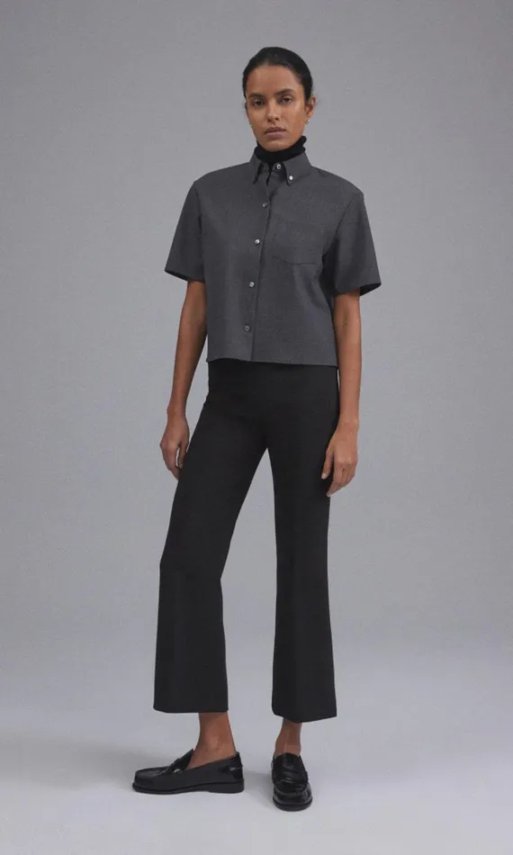 Women Theory Pants Cropped Kick Pant In Stretch CottonBlend Black