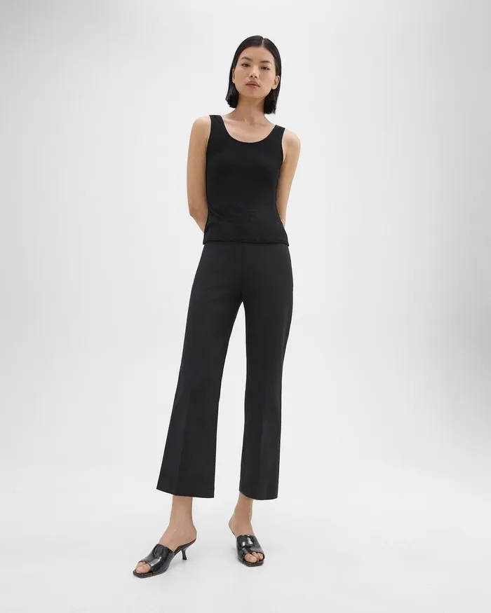 Women Theory Pants Cropped Kick Pant In Stretch CottonBlend Black
