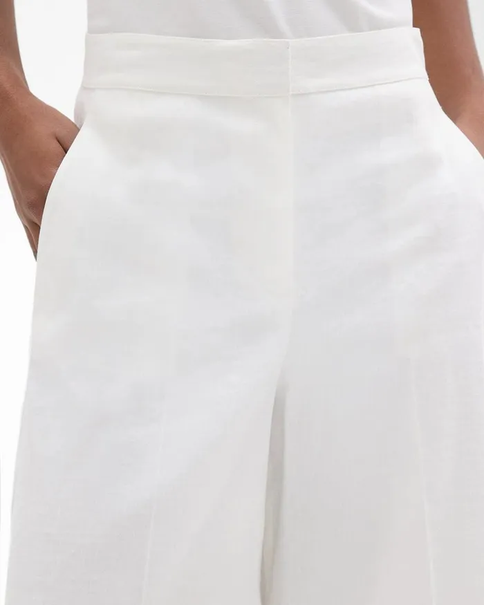 Women Theory Pants Cropped WideLeg Pant In Good Linen White