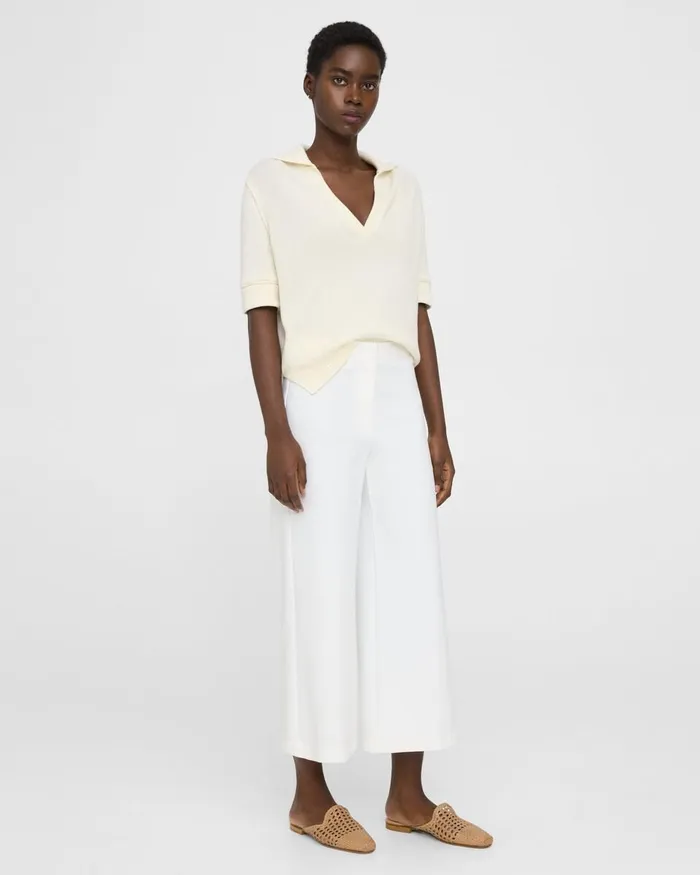 Women Theory Pants Cropped WideLeg Pant In Precision Ponte White