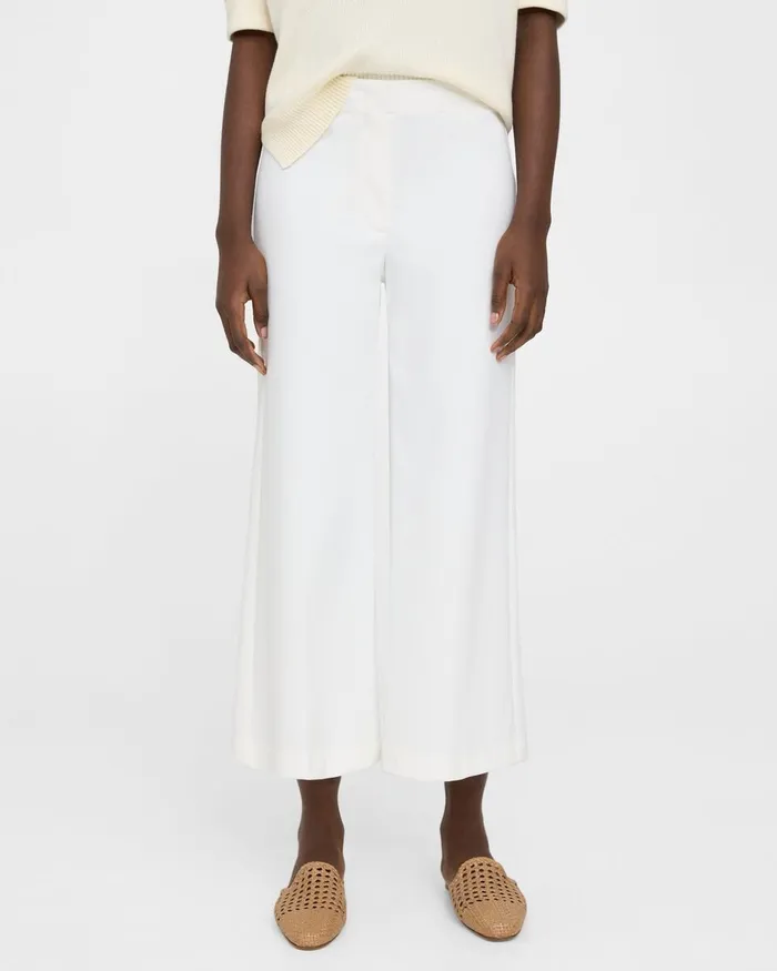 Women Theory Pants Cropped WideLeg Pant In Precision Ponte White