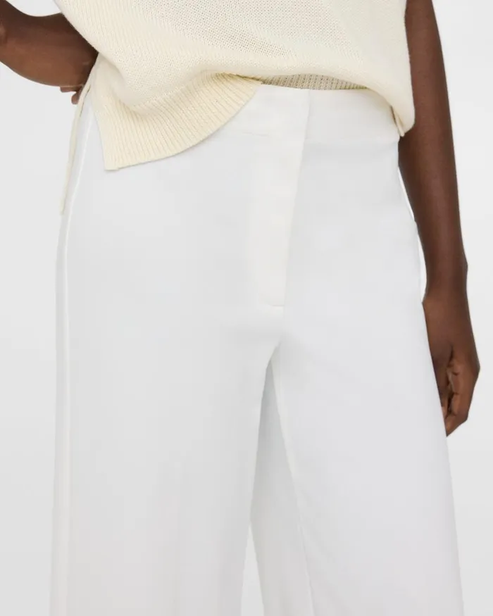 Women Theory Pants Cropped WideLeg Pant In Precision Ponte White