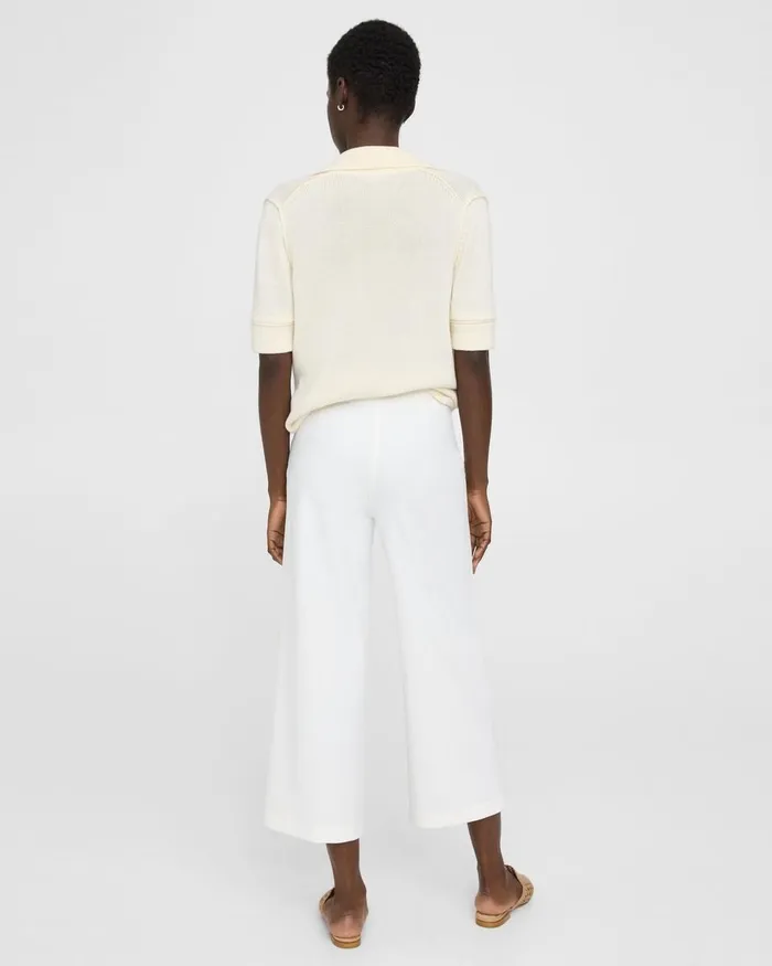 Women Theory Pants Cropped WideLeg Pant In Precision Ponte White