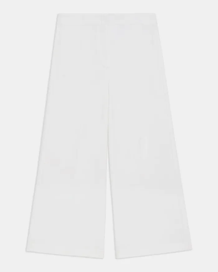 Women Theory Pants Cropped WideLeg Pant In Precision Ponte White