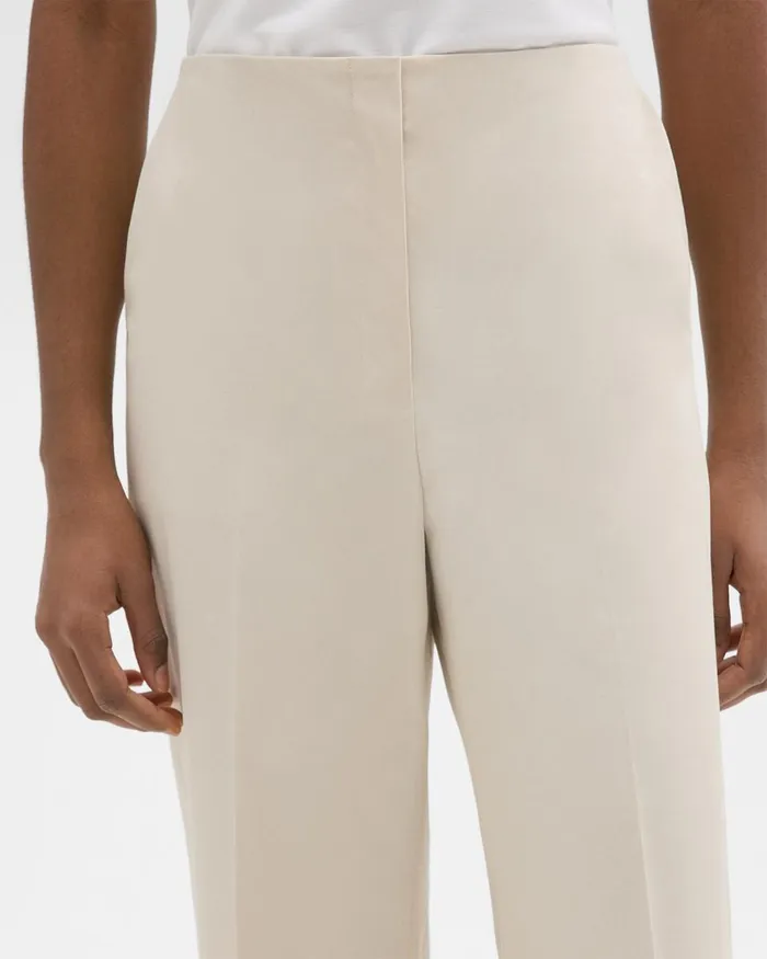 Women Theory Pants HighWaist Cuff Pant In Organic Cotton Sand