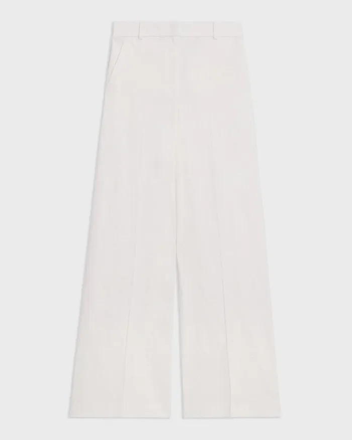 Women Theory Pants HighWaist WideLeg Pant In Good Linen White
