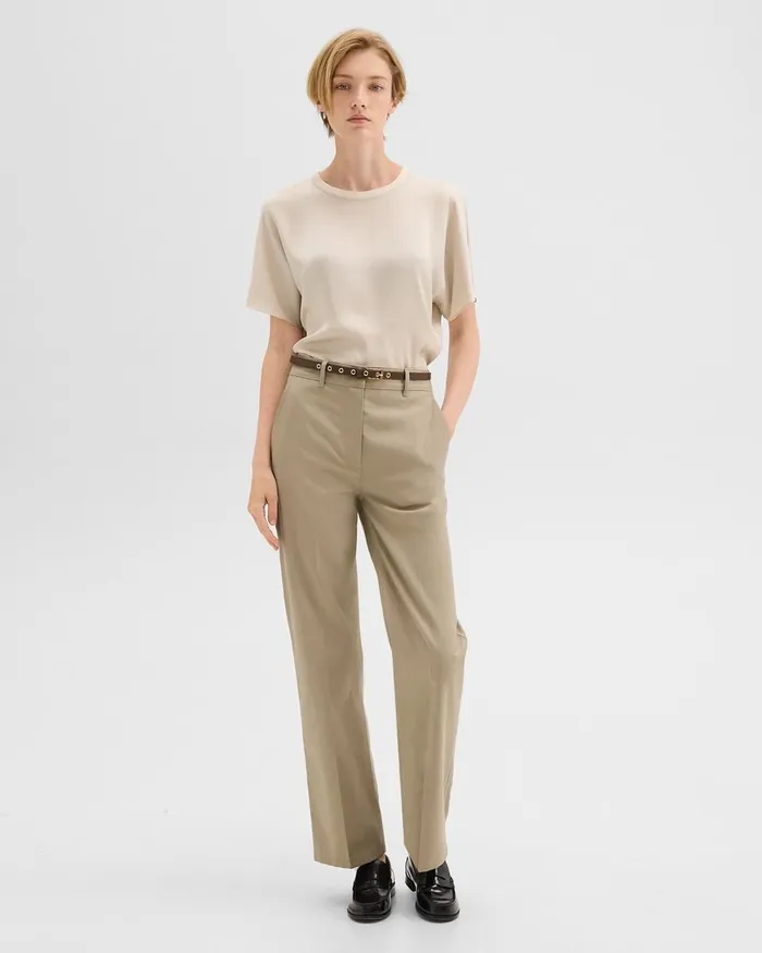 Women Theory Pants Straight Pant In Gabardine Light Pavement