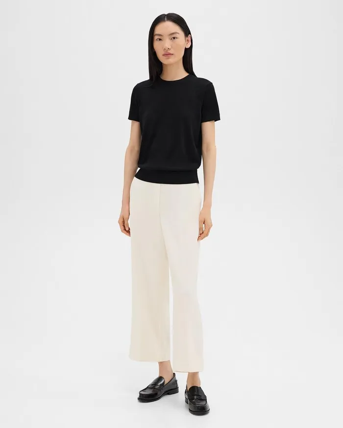 Women Theory Pants Straight PullOn Pant In Striped Admiral Crepe Rice