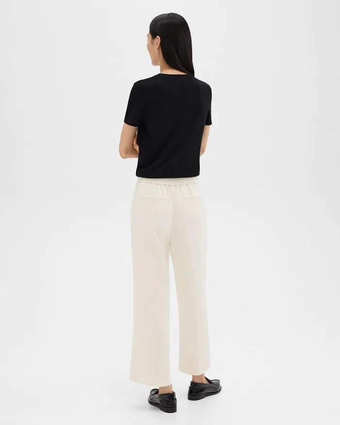 Women Theory Pants Straight PullOn Pant In Striped Admiral Crepe Rice