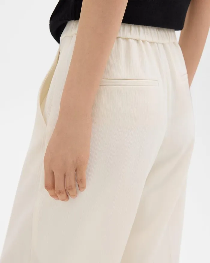 Women Theory Pants Straight PullOn Pant In Striped Admiral Crepe Rice