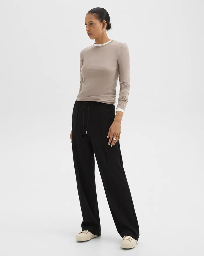 Women Theory Pants Track Pant In DoubleKnit Jersey Black