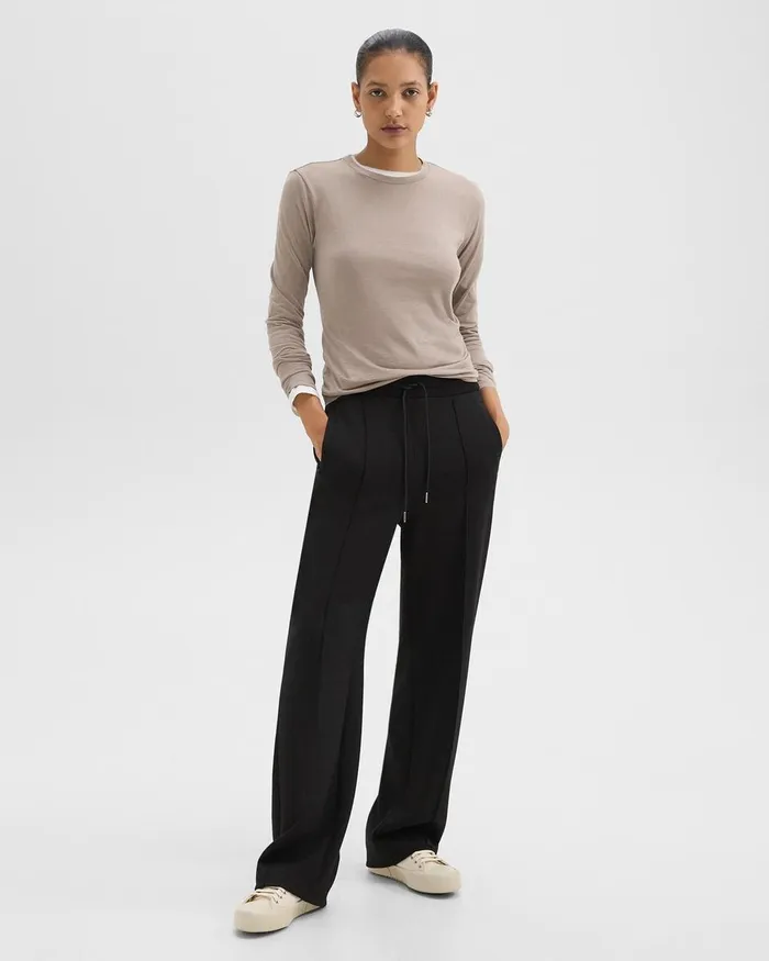 Women Theory Pants Track Pant In DoubleKnit Jersey Black