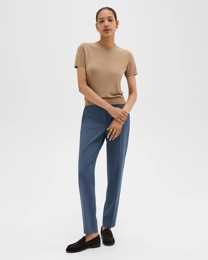 Women Theory Pants Treeca Full Length Pant In Good Wool Ash Blue