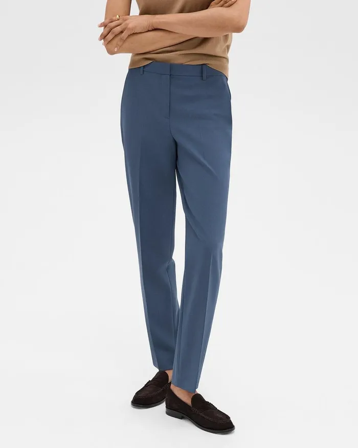 Women Theory Pants Treeca Full Length Pant In Good Wool Ash Blue