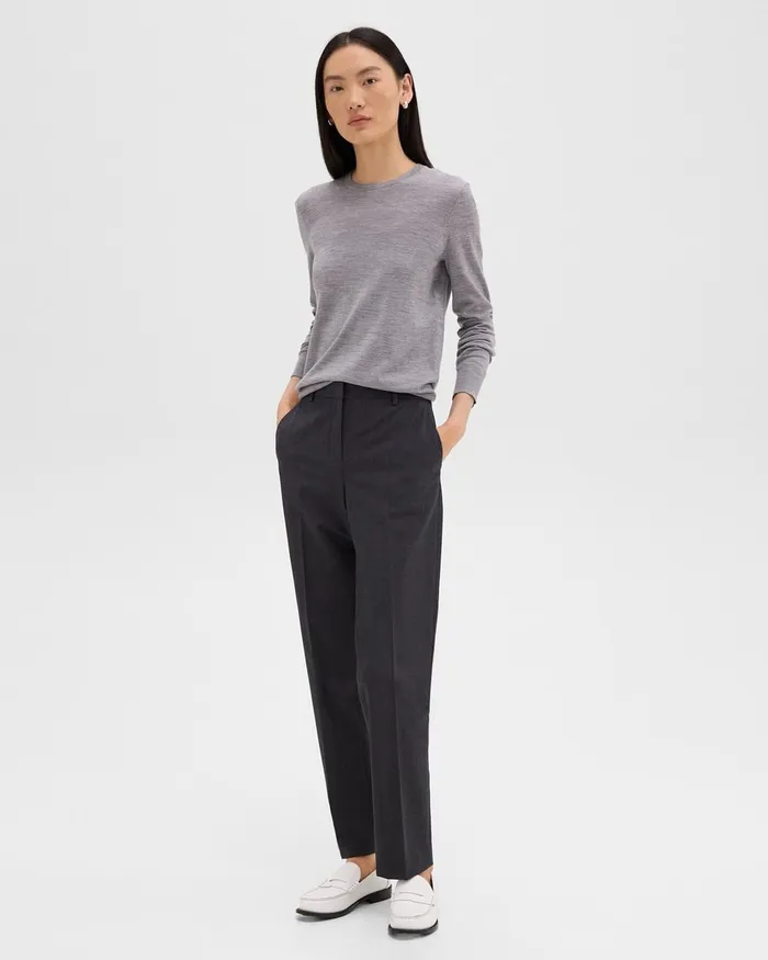 Women Theory Pants Treeca Full Length Pant In Good Wool Charcoal Melange