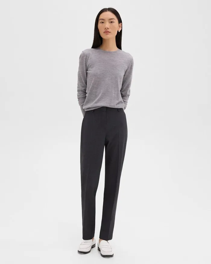 Women Theory Pants Treeca Full Length Pant In Good Wool Charcoal Melange