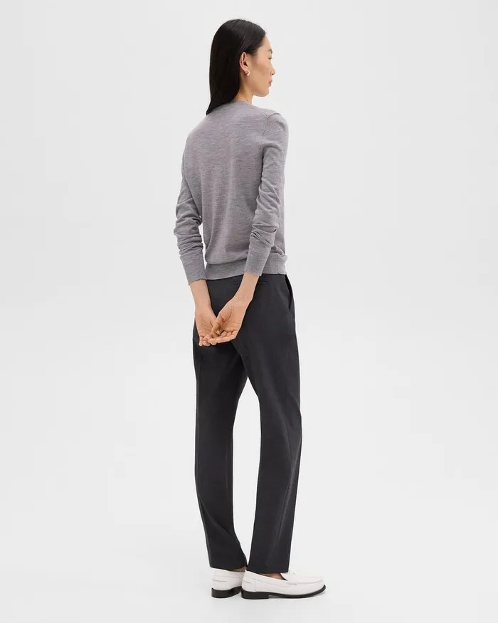 Women Theory Pants Treeca Full Length Pant In Good Wool Charcoal Melange