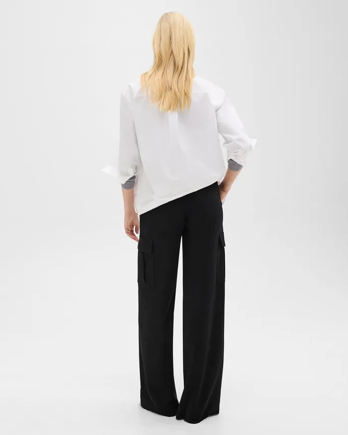 Women Theory Pants WideLeg Cargo Pant In Admiral Crepe Black